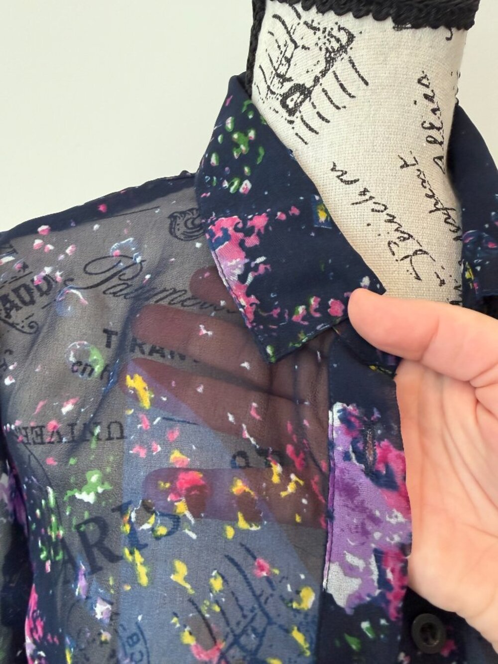 Dex Sheer Abstract Print Chiffon Blouse in purple - Picture 7 of 10